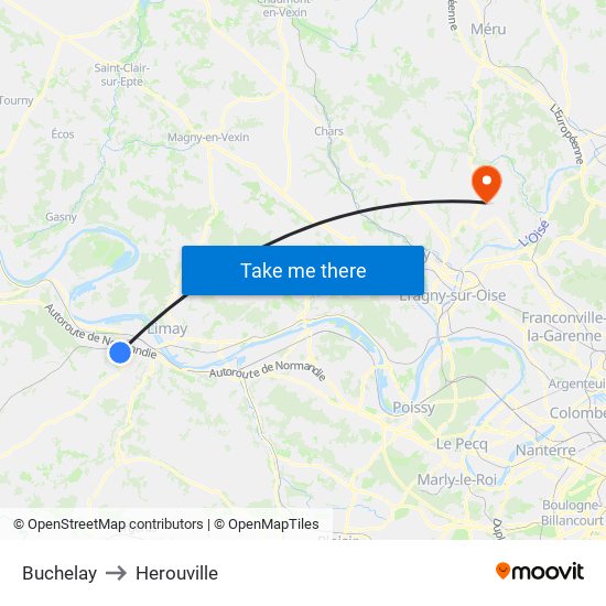 Buchelay to Herouville map