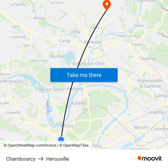 Chambourcy to Herouville map