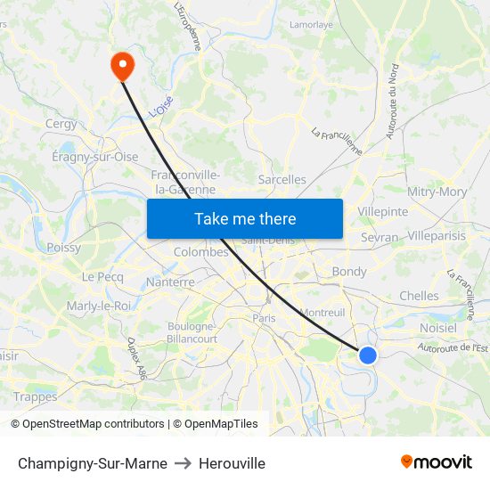 Champigny-Sur-Marne to Herouville map