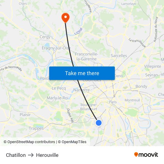 Chatillon to Herouville map