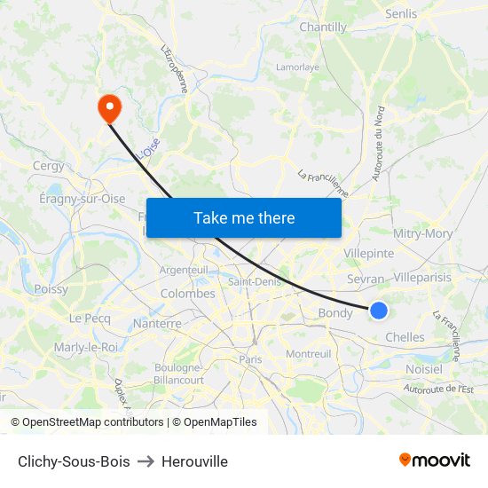 Clichy-Sous-Bois to Herouville map