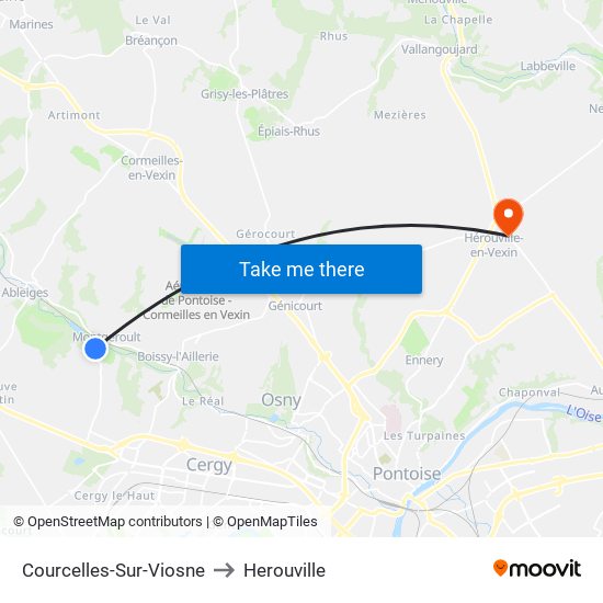 Courcelles-Sur-Viosne to Herouville map