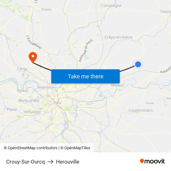 Crouy-Sur-Ourcq to Herouville map