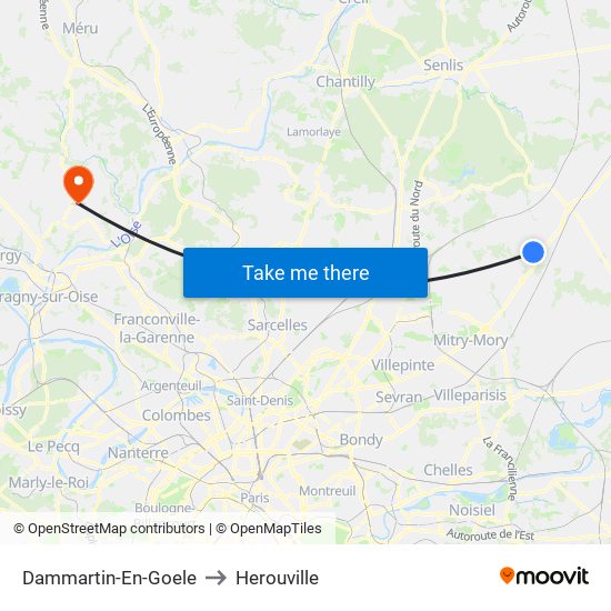 Dammartin-En-Goele to Herouville map