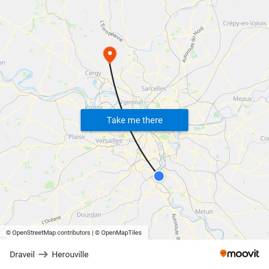 Draveil to Herouville map