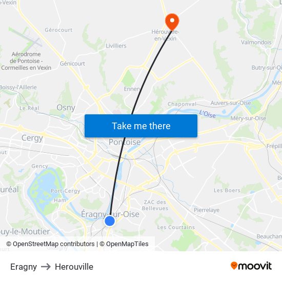 Eragny to Herouville map