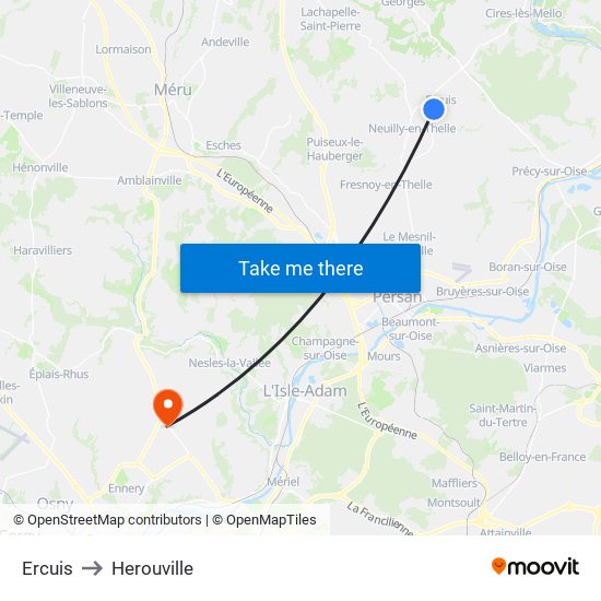 Ercuis to Herouville map