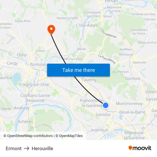 Ermont to Herouville map