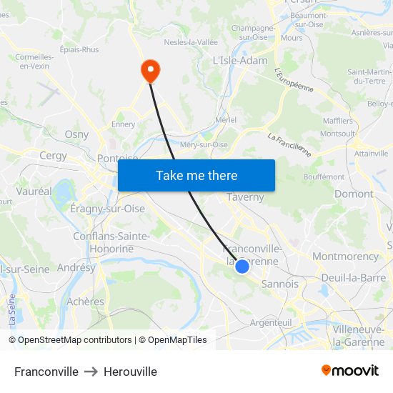 Franconville to Herouville map