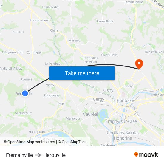 Fremainville to Herouville map