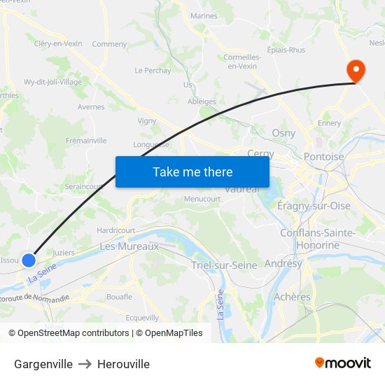 Gargenville to Herouville map