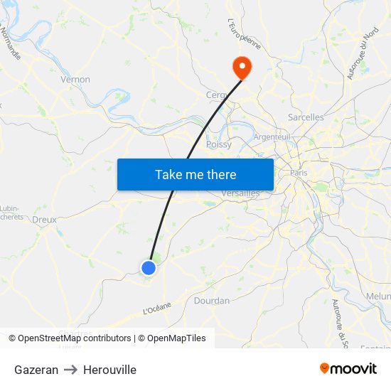 Gazeran to Herouville map
