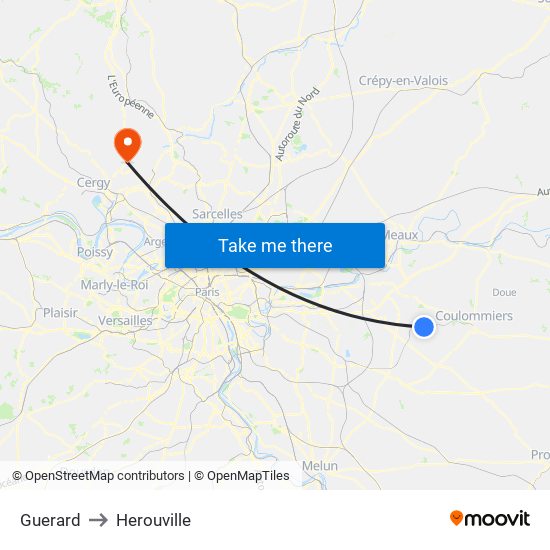 Guerard to Herouville map