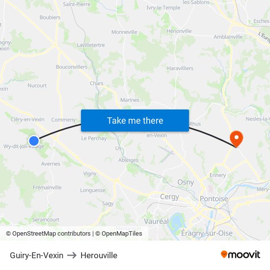 Guiry-En-Vexin to Herouville map