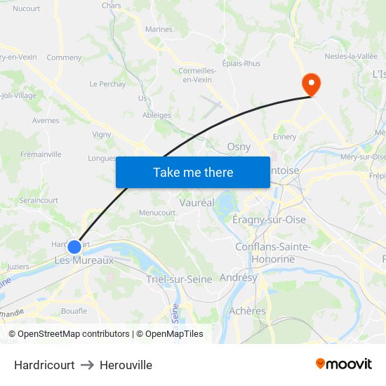 Hardricourt to Herouville map