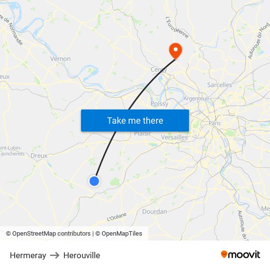 Hermeray to Herouville map