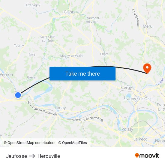 Jeufosse to Herouville map