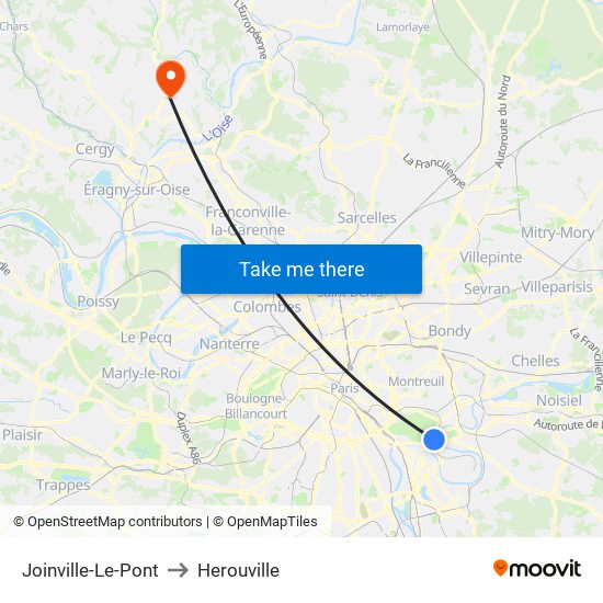 Joinville-Le-Pont to Herouville map