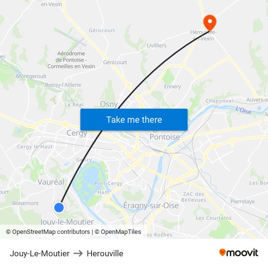 Jouy-Le-Moutier to Herouville map