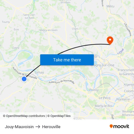 Jouy-Mauvoisin to Herouville map