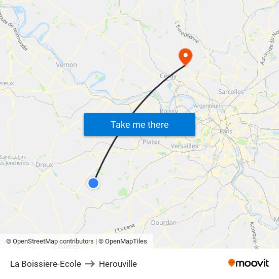 La Boissiere-Ecole to Herouville map