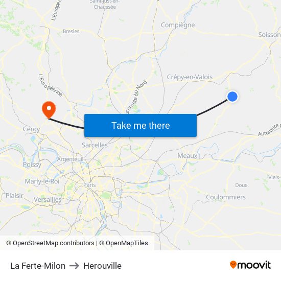 La Ferte-Milon to Herouville map