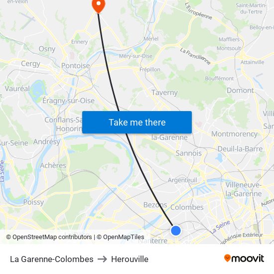 La Garenne-Colombes to Herouville map