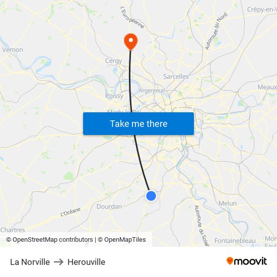 La Norville to Herouville map