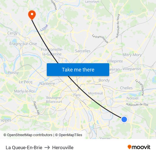 La Queue-En-Brie to Herouville map