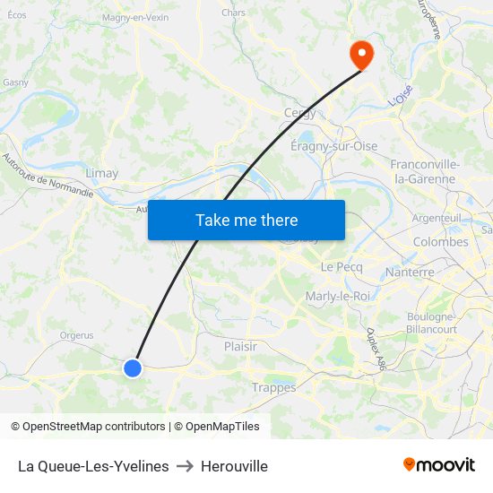 La Queue-Les-Yvelines to Herouville map