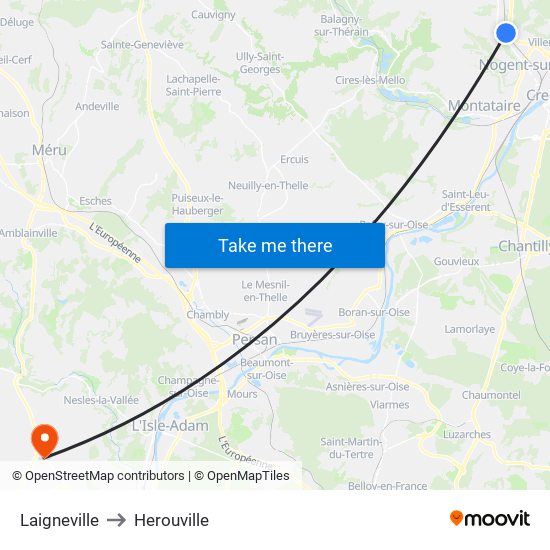 Laigneville to Herouville map