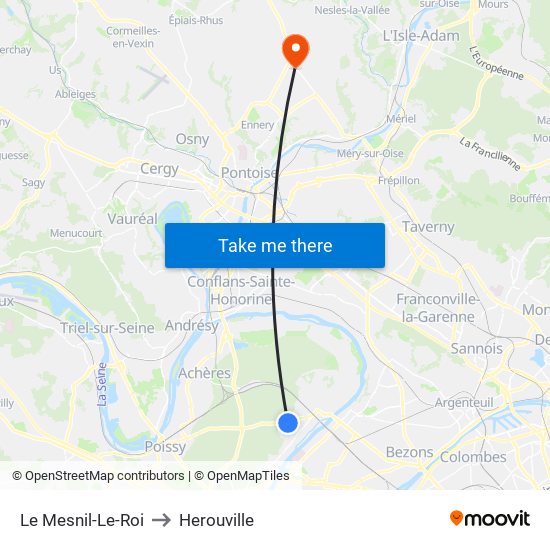 Le Mesnil-Le-Roi to Herouville map