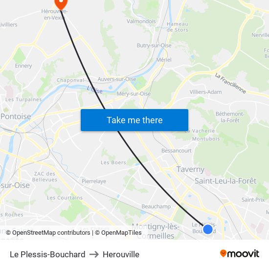 Le Plessis-Bouchard to Herouville map