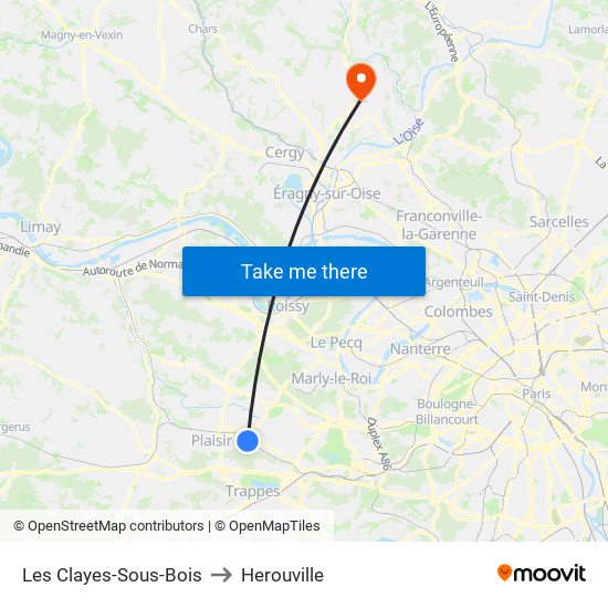 Les Clayes-Sous-Bois to Herouville map