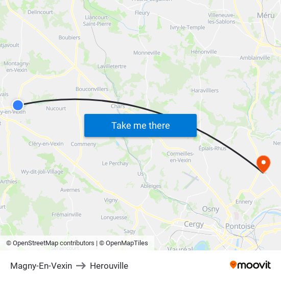 Magny-En-Vexin to Herouville map