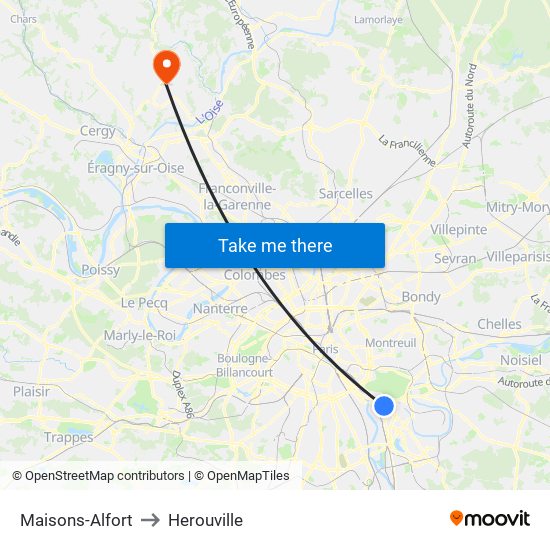 Maisons-Alfort to Herouville map