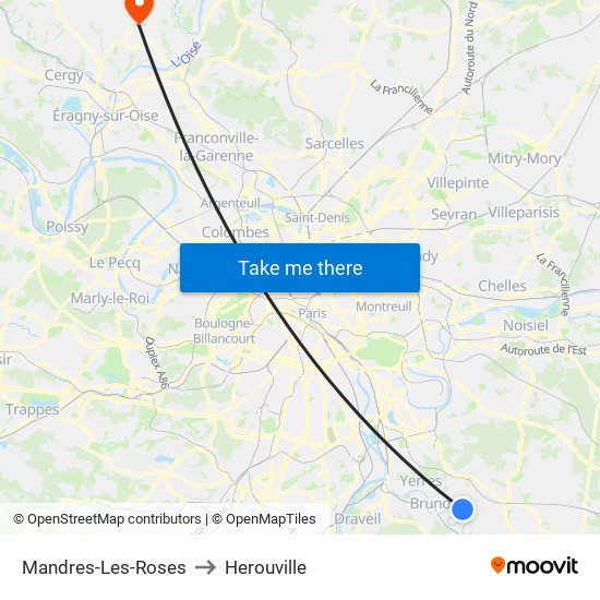 Mandres-Les-Roses to Herouville map