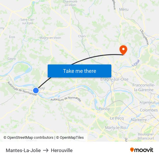 Mantes-La-Jolie to Herouville map