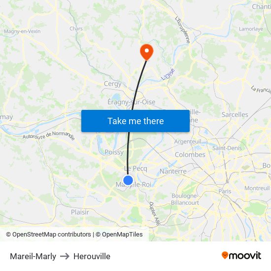 Mareil-Marly to Herouville map