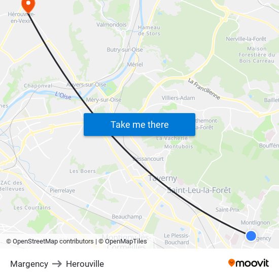 Margency to Herouville map