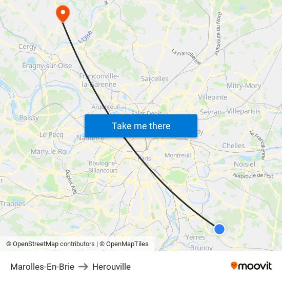 Marolles-En-Brie to Herouville map