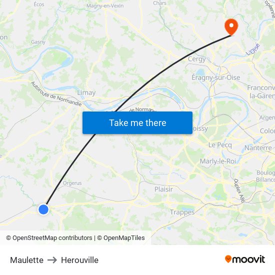 Maulette to Herouville map