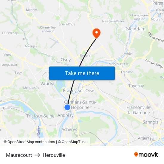 Maurecourt to Herouville map
