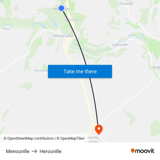 Menouville to Herouville map