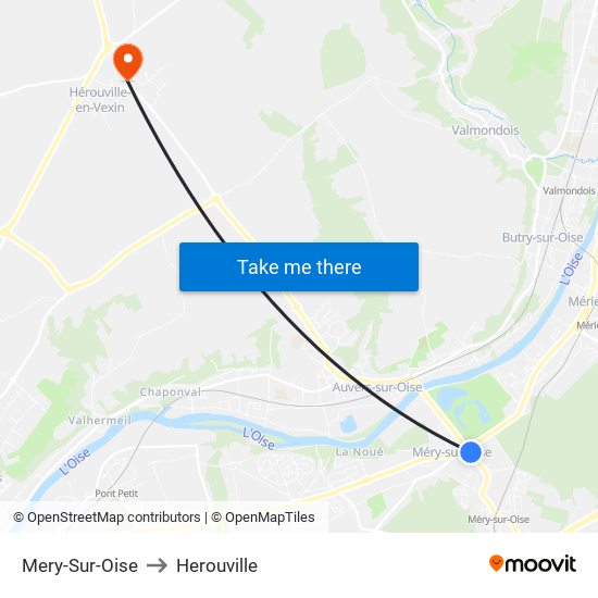 Mery-Sur-Oise to Herouville map