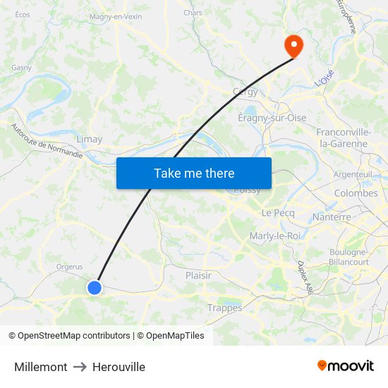 Millemont to Herouville map