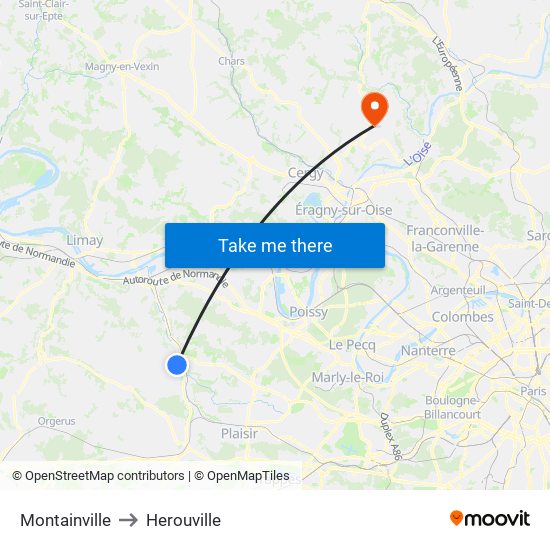 Montainville to Herouville map