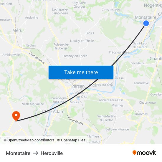 Montataire to Herouville map