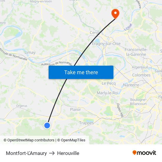 Montfort-L'Amaury to Herouville map