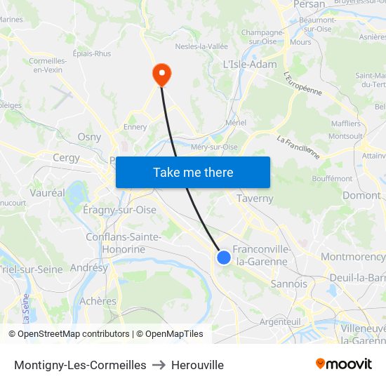 Montigny-Les-Cormeilles to Herouville map